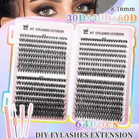 32 Rows Of Eyelashes Book Cluster 640 Segmented Lashes Set (Option: Style1)