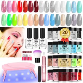 20 Colors Fast Acrylic Nail Kit Dip Powder Nail Kit Starter W Drill And UV Light (Option: Look at the picture)