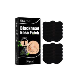10 Pcs Blackhead Nose Patch Nose Pore Cleansing Strips Deep Cleansing Blackhead Remover Strips For Women Men (Color: BLACK)