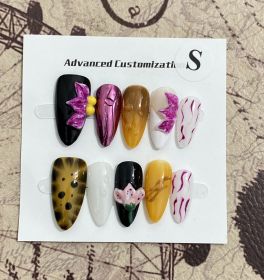 Three-dimensional Carved White High-grade Mid-length Manicure Wear Nail (Option: Almond-XS)