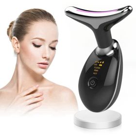 Face and Neck Massager 3 Colors EMS Beauty Device Lifting Tighten Facial Massagers Wrinkle Remover Reduce Double Chin Devices for Woman (Color: BLACK)