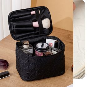 Black Premium Large Capacity Portable Travel Cosmetic Bag (Color: BLACK)